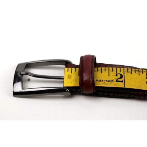 CLASSIC BRAIDED BROWN GENUINE LEATHER 1 1/8"Wd CASUAL DRESS MEN BELT Sz 42 (30D - Picture 8 of 11